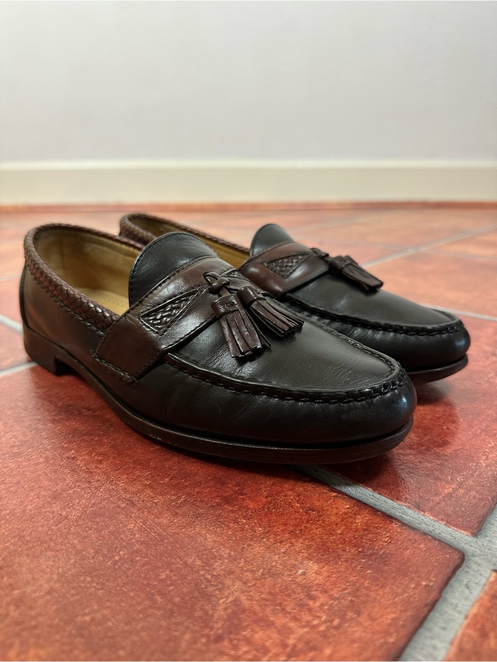 Allen Edmonds Two Tone Leather Tassel Loafers